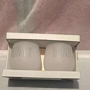 Rae Dunn Stemless Wine Glasses Hunny Bunny. Brand New